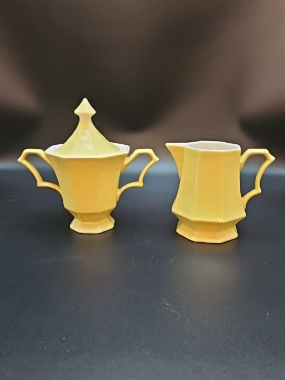 Independence Ironstone by Interpace Japan Yellow Creamer & Sugar Bowl with Lid